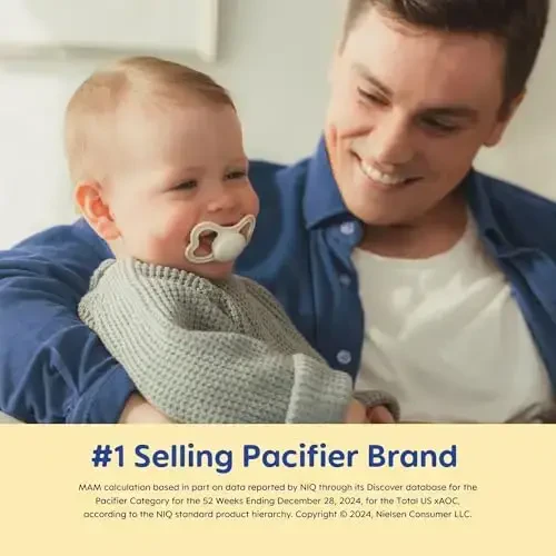 MAM Air Pacifiers, Binky for 16+ Months, BPA-Free Silicone Nipple, Ideal for Sensitive Skin & Breastfed Newborns, Easy to Clean, Developed with Medical Experts, 4 Count (Pack of 1) Binkies - MAM (1)