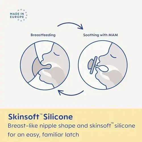 MAM Air Pacifiers, Binky for 16+ Months, BPA-Free Silicone Nipple, Ideal for Sensitive Skin & Breastfed Newborns, Easy to Clean, Developed with Medical Experts, 4 Count (Pack of 1) Binkies - 5