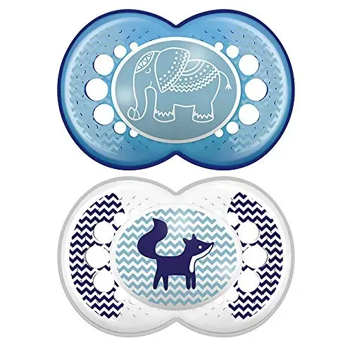 MAM Original Baby Pacifier, Nipple Shape Helps Promote Healthy Oral Development, Sterilizer Case, 2 Pack, 16+ Months, Animal/Boy - 1