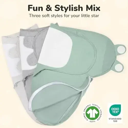 Mama Cheetah Baby fermuarli kundalik adyol, yangi tug'ilgan chaqaloq uchun kundalik qop, chaqaloq kundaliklari uchun uyqu qopi 0-3 oy, o'g'il va qiz bolalar uchun chaqaloq kundalik o'rami, 3 dona - 2