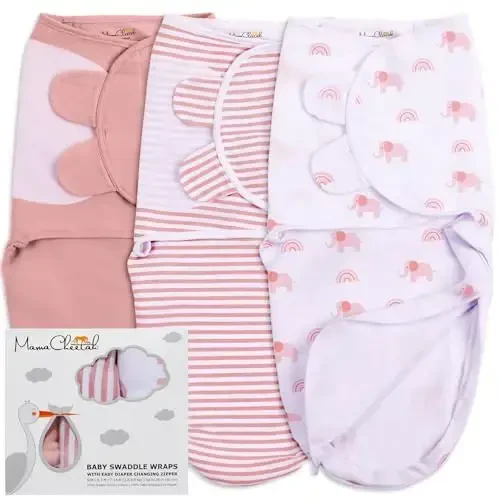 Mama Cheetah Baby fermuarli oʻraladigan adyol, yangi tugʻilgan chaqaloq uchun oʻraladigan qop, chaqaloqlar uchun 0-3 oylik uyqu qopi, oʻgʻil va qiz bolalar uchun chaqaloq oʻrami, 3 dona - Modazone