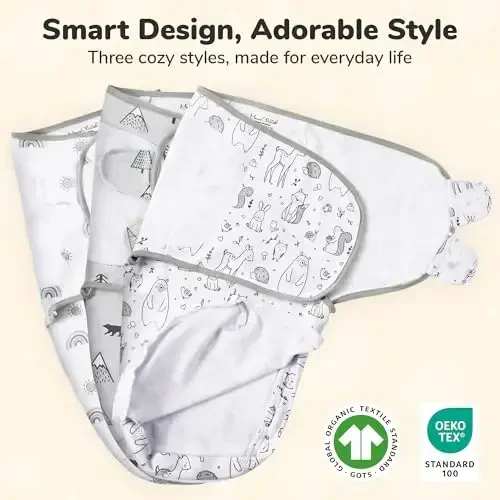 Mama Cheetah Baby Swaddle Blanket with Zipper, Newborn Swaddle Sack, Baby Swaddles Sleep Sack 0-3 Months, Baby Swaddle Wrap for Baby Boy & Baby Girl, 3-Pack - MODAZONE (1)