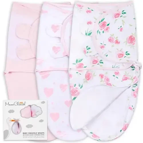 Mama Cheetah Baby Swaddle Blanket with Zipper, Newborn Swaddle Sack, Baby Swaddles Sleep Sack 0-3 Months, Baby Swaddle Wrap for Baby Boy & Girl, 3-Pack - 1