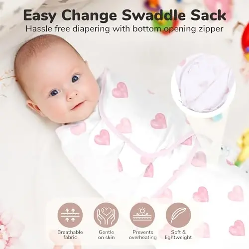 Mama Cheetah Baby Swaddle Blanket with Zipper, Newborn Swaddle Sack, Baby Swaddles Sleep Sack 0-3 Months, Baby Swaddle Wrap for Baby Boy & Girl, 4-Pack - 5