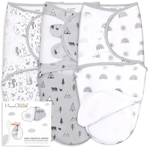 Mama Cheetah Baby Swaddle Blanket with Zipper, Newborn Swaddle Sack, Baby Swaddles Sleep Sack 3-6 Months, Baby Swaddle Wrap for Baby Boy & Baby Girl, 3-Pack - 1