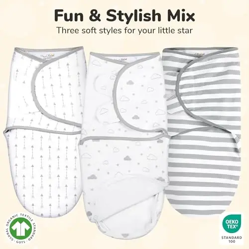 Mama Cheetah Baby Swaddle Blanket with Zipper, Newborn Swaddle Sack, Baby Swaddles Sleep Sack 4-7 lbs, Baby Swaddle Wrap for Baby Boy & Baby Girl, 3-Pack - ORGANIC (1)
