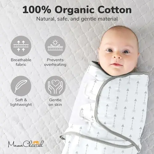 Mama Cheetah Baby Swaddle Blanket with Zipper, Newborn Swaddle Sack, Baby Swaddles Sleep Sack 4-7 lbs, Baby Swaddle Wrap for Baby Boy & Baby Girl, 3-Pack - 7