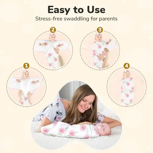 Mama Cheetah Baby Swaddle Sack 3-6 Month, Organic Cotton Swaddling Sleep Sack, Infant Swaddle Blanket Size Large, Swaddle Wrap, Easy Swaddles for Girl, 3-Pack - 3