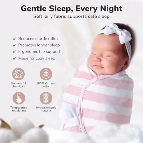 Mama Cheetah Baby Swaddle Sack 3-6 Month, Organic Cotton Swaddling Sleep Sack, Infant Swaddle Blanket Size Large, Swaddle Wrap, Easy Swaddles for Girl, 3-Pack - 6
