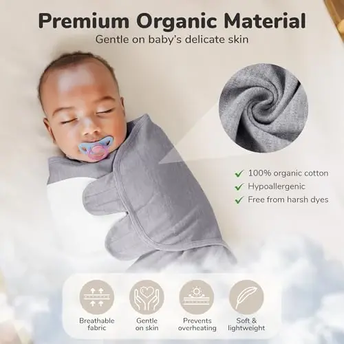 Mama Cheetah Baby Swaddle Sack 3-6 Month, Organic Cotton Swaddling Sleep Sack, Infant Swaddle Blanket, Swaddle Wrap for Large Babies, Easy Swaddles for Girl, 4-Pack - 5