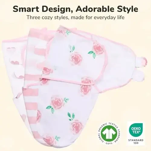 Mama Cheetah Baby Swaddle Sack 3-6 Month, Organic Cotton Swaddling Sleep Sack, Swaddle for Large Babies, Large Swaddle Wrap, Easy Swaddles for Girl, 3-Pack - 2