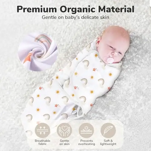 Mama Cheetah Baby Swaddle Sack, Organic Cotton Swaddle Blanket, Adjustable Swaddle Sleep Sacks, Easy Swaddles for Boy Girl 0-3 Month, Baby Essentials, 3-Pack - 5