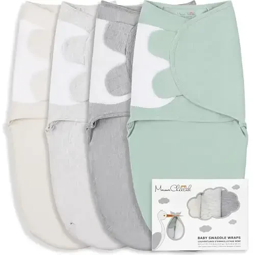 Mama Cheetah Baby Swaddle Sack, Organic Cotton Swaddle Blanket, Adjustable Swaddle Sleep Sacks, Easy Swaddles for Boy Girl 0-3 Month, Baby Essentials, 4-Pack - 1