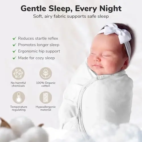 Mama Cheetah Baby Swaddle Sack, Organic Cotton Swaddle Blanket, Adjustable Swaddle Sleep Sacks, Easy Swaddles for Boy Girl 0-3 Month, Baby Essentials, 4-Pack - 7