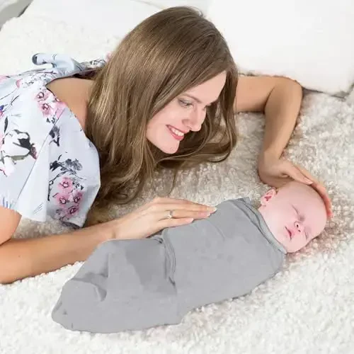 Mama Cheetah Baby Swaddle Sack, Organic Cotton Swaddle Blanket, Adjustable Swaddle Sleep Sacks, Easy Swaddles for Boy Girl 0-3 Month, Baby Essentials, 4-Pack, Melange - 7