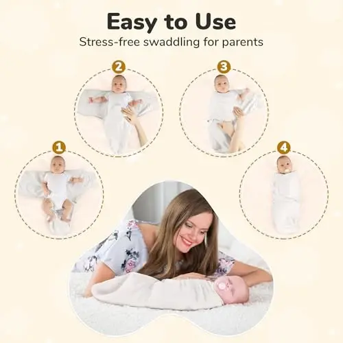 Mama Cheetah Baby Swaddle Sack, Organic Cotton Swaddle Blanket, Adjustable Swaddle Sleep Sacks, Easy Swaddles for Boy Girl 0-3 Month, Baby Essentials, 4-Pack, Melange - 4