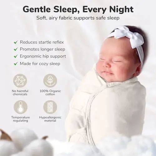 Mama Cheetah Baby Swaddle Sack, Organic Cotton Swaddle Blanket, Adjustable Swaddle Sleep Sacks, Easy Swaddles for Boy Girl 0-3 Month, Baby Essentials, 4-Pack, Melange - 6