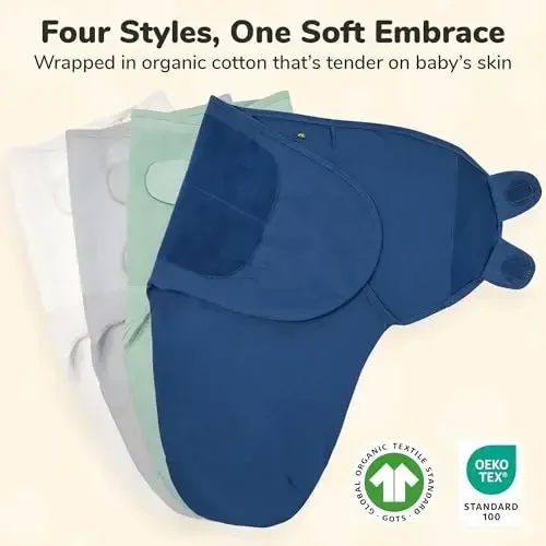 Mama Cheetah Baby Swaddle Sack, Organic Cotton Swaddle Blanket, Adjustable Swaddle Sleep Sacks, Easy Swaddles for Boy Girl 0-3 Month, Baby Essentials, 4-Pack, Neutral Bliss - 2