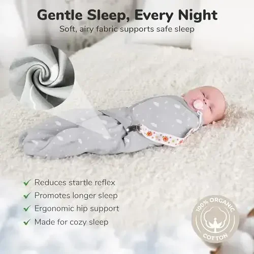 Mama Cheetah Baby Swaddle Sack, Organic Swaddle Blanket, Newborn Swaddle Sack, Adjustable Baby Wrap Sling, Easy Swaddle for 0-3 Months Boy and Girl - 7