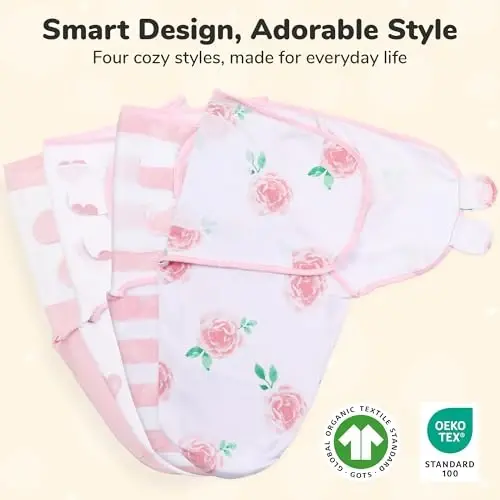 Mama Cheetah Baby Swaddle Sack, Organic Swaddle Blanket, Newborn Swaddle Sleep Sacks, Adjustable Infant Swaddle Wrap, Easy Swaddles for Boy Girl 0-3 Month, Angelic 4-Pack - 2