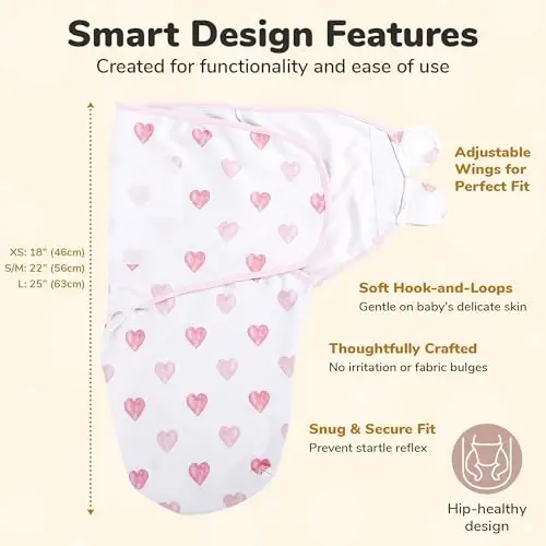 Mama Cheetah Baby Swaddle Sack, Organic Swaddle Blanket, Newborn Swaddling Sleep Sack, Adjustable Infant Swaddle Wrap, Easy Swaddles Girl 0-3 Month, Baby Essentials, 3-Pack - 7