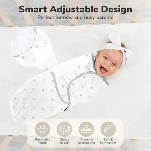 Mama Cheetah Baby Swaddle Sack, Organic Swaddle Blanket, Newborn Swaddling Sleep Sacks, Adjustable Easy Swaddles for Boy Girl 0-3 Month, Baby Essentials, Nursery Swaddling, 3-Pack - 4