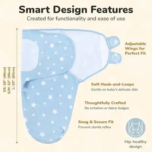 Mama Cheetah Baby Swaddle Sack, Organic Swaddling Blanket, Newborn Swaddle Sleep Sacks, Adjustable Infant Swaddle Wrap, Easy Swaddles for Boy 0-3 Month, Baby Essentials, Nursery Swaddling 3-Pack, Blue - 5