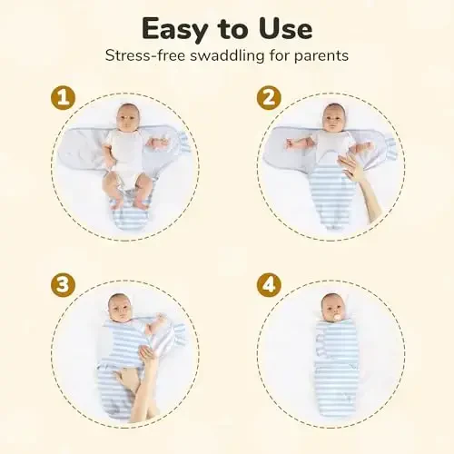 Mama Cheetah Baby Swaddle Sack, Organic Swaddling Blanket, Newborn Swaddle Sleep Sacks, Adjustable Infant Swaddle Wrap, Easy Swaddles for Boy 0-3 Month, Baby Essentials, Nursery Swaddling 3-Pack, Blue - 7