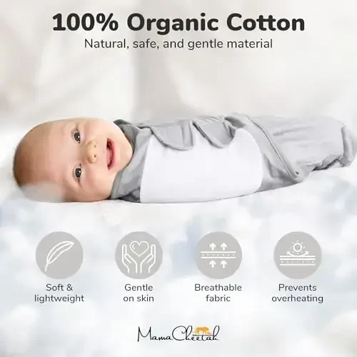 Mama Cheetah Baby Swaddle Sack, Organik Paxta O'rash Adyol, Sozlanishi mumkin bo'lgan O'rash Uyqu Xaltalari, O'g'il Qiz uchun oson O'rash 0-3 Oy, Chaqaloq uchun zarur narsalar, 4 dona, 4 dona Kulrang - 4