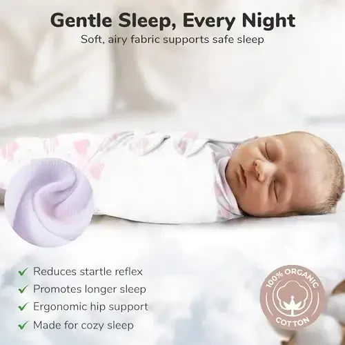 Mama Cheetah Baby Swaddle Sack, Organic Swaddling Blanket, Newborn Swaddle Sleep Sacks, Adjustable Infant Swaddle Wrap, Easy Swaddles for Boy Girl 0-3 Month - 6