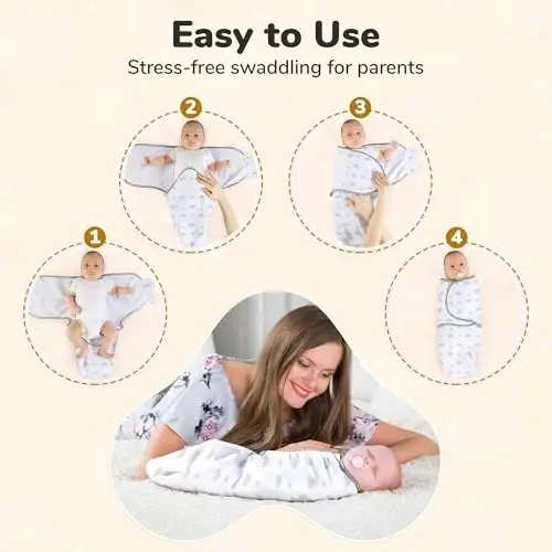 Mama Cheetah Preemie Swaddle Sack - Organic Swaddle Sleep Sacks for Preemies, 4-7 lbs, Newborn Essentials, 3-Pack, Grey - 3