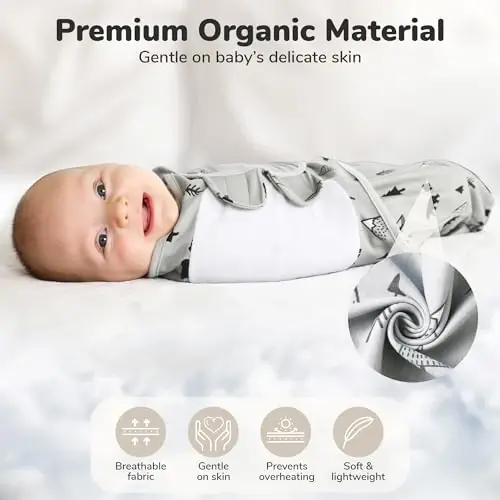 Mama Cheetah Preemie Swaddle Sack - Organic Swaddle Sleep Sacks for Preemies, 4-7 lbs, Newborn Essentials, 3-Pack, Grey - 5