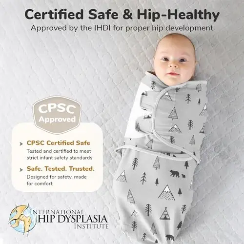 Mama Cheetah Preemie Swaddle Sack - Organic Swaddle Sleep Sacks for Preemies, 4-7 lbs, Newborn Essentials, 3-Pack, Grey - 7
