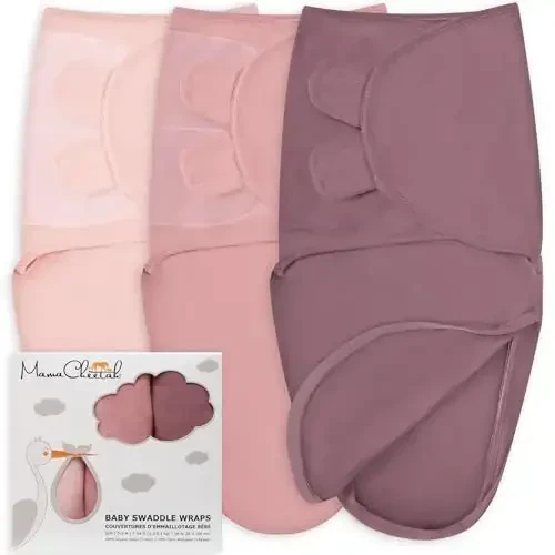 Mama Cheetah Preemie Swaddle Sack, Organic Swaddle Sleep Sacks for Preemies, Preemie Swaddling Blanket Wrap for Baby Girl 4-7 lbs, Newborn Essentials, 3-Pack, Grey - Modazone