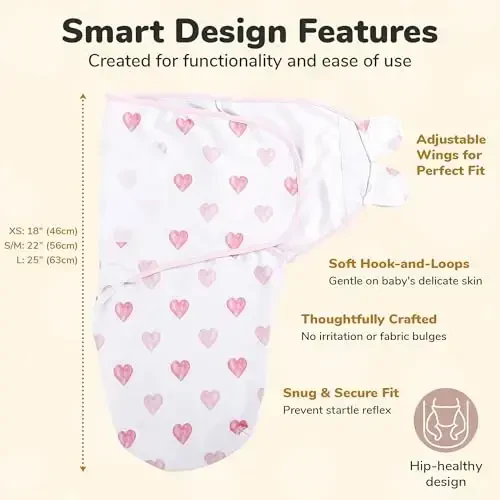 Mama Cheetah Preemie Swaddle Sack, Organic Swaddling Sleep Sacks for Preemies, Swaddle Blanket Wrap, Easy Swaddles for Premature Baby Girl 4-7 lbs, Newborn Essentials, 3-Pack, Cotton, Grey/Pink - 7
