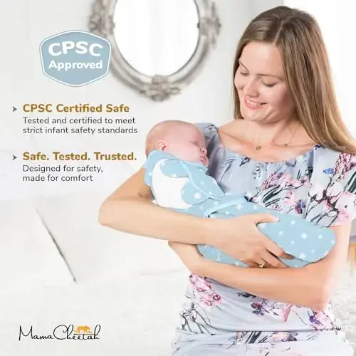 Mama Cheetah Preemie Swaddle Sack, Organik Paxta Uyqu Qoplari - Muddatidan oldin tug'ilgan chaqaloq o'g'il bolalar uchun oson o'rash, 4-7 lbs, yangi tug'ilgan chaqaloqlar uchun zarur narsalar, 3 dona, ko'k - 4