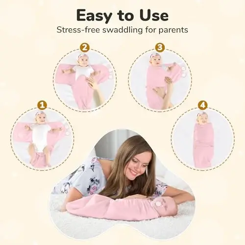Mama Cheetah Preemie Swaddle Sack, Organik Paxta Uyqu Qoplari - Muddatidan Oldin Tug'ilgan Qizaloq Chaqaloq Adyoliga Oson O'rash, 4-7 funt, Yangi Tug'ilgan Go'daklar uchun Zarur Buyumlar, 3 dona, Pushti - 3