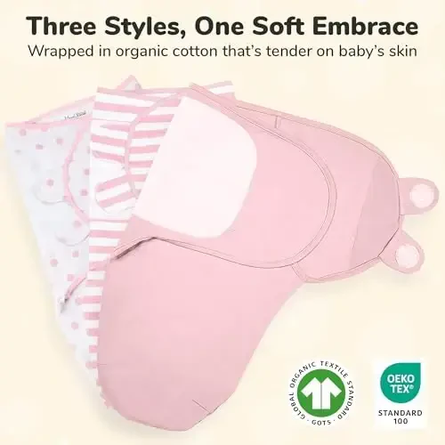 Mama Cheetah Baby Swaddle Blanket, Adjustable Newborn Swaddle Wrap for Infant (0-3 Month), 3 Pack Soft Organic Cotton - 2