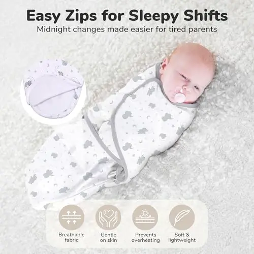 Mama Cheetah Baby Swaddle Blanket with Zipper - Newborn Swaddling Sack & Sleep Sack 3-6 Months, Blanket Wrap for Baby Boy & Girl, 3-Pack - 5