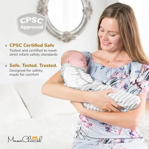 Mama Cheetah Baby Swaddle Sack 3-6 Month, Organic Cotton Swaddling Sleep Sack, Infant Swaddle Blanket, Large Swaddle Wrap, Easy Swaddles for Boy Girl, 4-Pack - 4