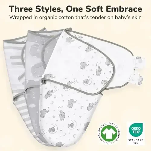 Mama Cheetah Baby Swaddle Sack, Organic Swaddle Blanket, Newborn Swaddling Sleep Sacks, Adjustable Infant Swaddle Wrap, Easy Swaddles for Boy Girl 0-3 Month, Baby Essentials, Nursery Swaddling, 4-Pack - 2
