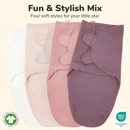 Mama Cheetah Baby Swaddle Sack, Organic Cotton Swaddle Blanket, Adjustable Swaddling Sleep Sacks, Easy Swaddles for Boy Girl 3-6 Months, Baby Essentials, 4-Pack - 3