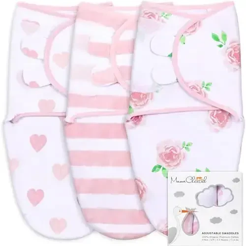 Mama Cheetah Baby Swaddle Sack, Organic Swaddle Blanket, Newborn Swaddling Sleep Sacks, Adjustable Infant Swaddle Wrap, Easy Swaddles for Boy Girl 0-3 Month, Love You 