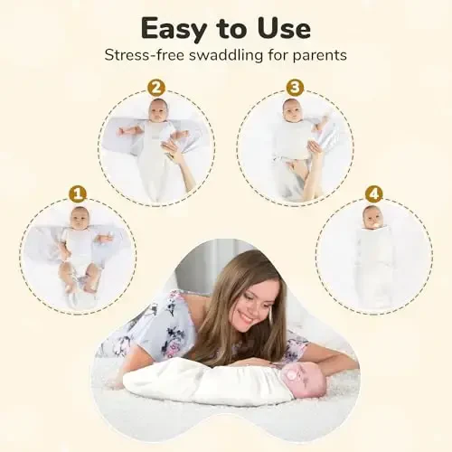 Mama Cheetah Baby Swaddle Sack, Organic Cotton Swaddle Blanket, Adjustable Swaddle Sleep Sacks, Easy Swaddles for Boy Girl 0-3 Month, Baby Essentials, 4-Pack, Neutral Bliss - 3