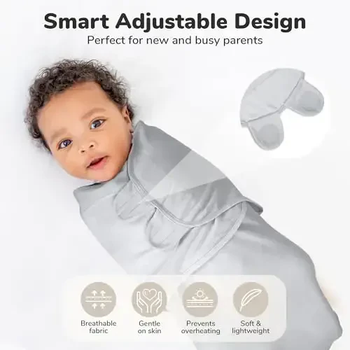 Mama Cheetah Baby Swaddle Sack, Organic Cotton Swaddle Blanket, Adjustable Swaddle Sleep Sacks, Easy Swaddles for Boy Girl 0-3 Month, Baby Essentials, 4-Pack, Neutral Bliss - 5