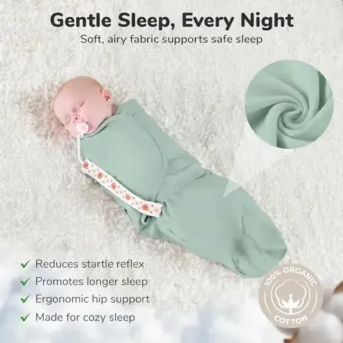 Mama Cheetah Baby Swaddle Sack, Organic Cotton Swaddle Blanket, Adjustable Swaddle Sleep Sacks, Easy Swaddles for Boy Girl 0-3 Month, Baby Essentials, 4-Pack, Neutral Bliss - 7