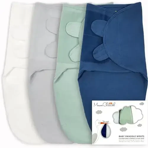 Mama Cheetah Baby Swaddle Sack, Organic Cotton Swaddle Blanket, Adjustable Swaddle Sleep Sacks, Easy Swaddles for Boy Girl 0-3 Month, Baby Essentials, 4-Pack, Neutral Bliss - Modazone