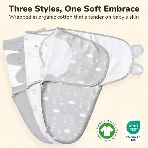 Mama Cheetah Baby Swaddle Sack, Organic Swaddle Blanket, Newborn Swaddling Sleep Sacks, Adjustable Easy Swaddles for Boy Girl 0-3 Month, Baby Essentials, Nursery Swaddling, 3-Pack - Modazone (1)