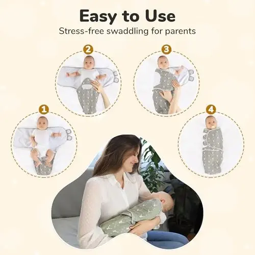 Mama Cheetah Organic Baby Swaddle Blankets 3 Pack, Easy to Use Adjustable Swaddling Swaddles for 0-3 Months Boy Girl Newborn Essentials, Grey - 3