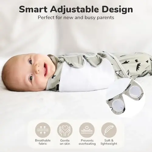 Mama Cheetah Organic Baby Swaddle Blankets 3 Pack, Easy to Use Adjustable Swaddling Swaddles for 0-3 Months Boy Girl Newborn Essentials, Grey - 4